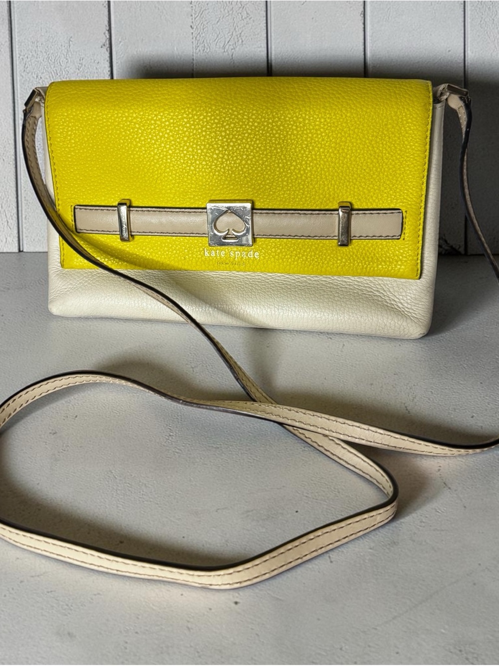 kate spade Yellow and Cream Leather Crossbody Bag